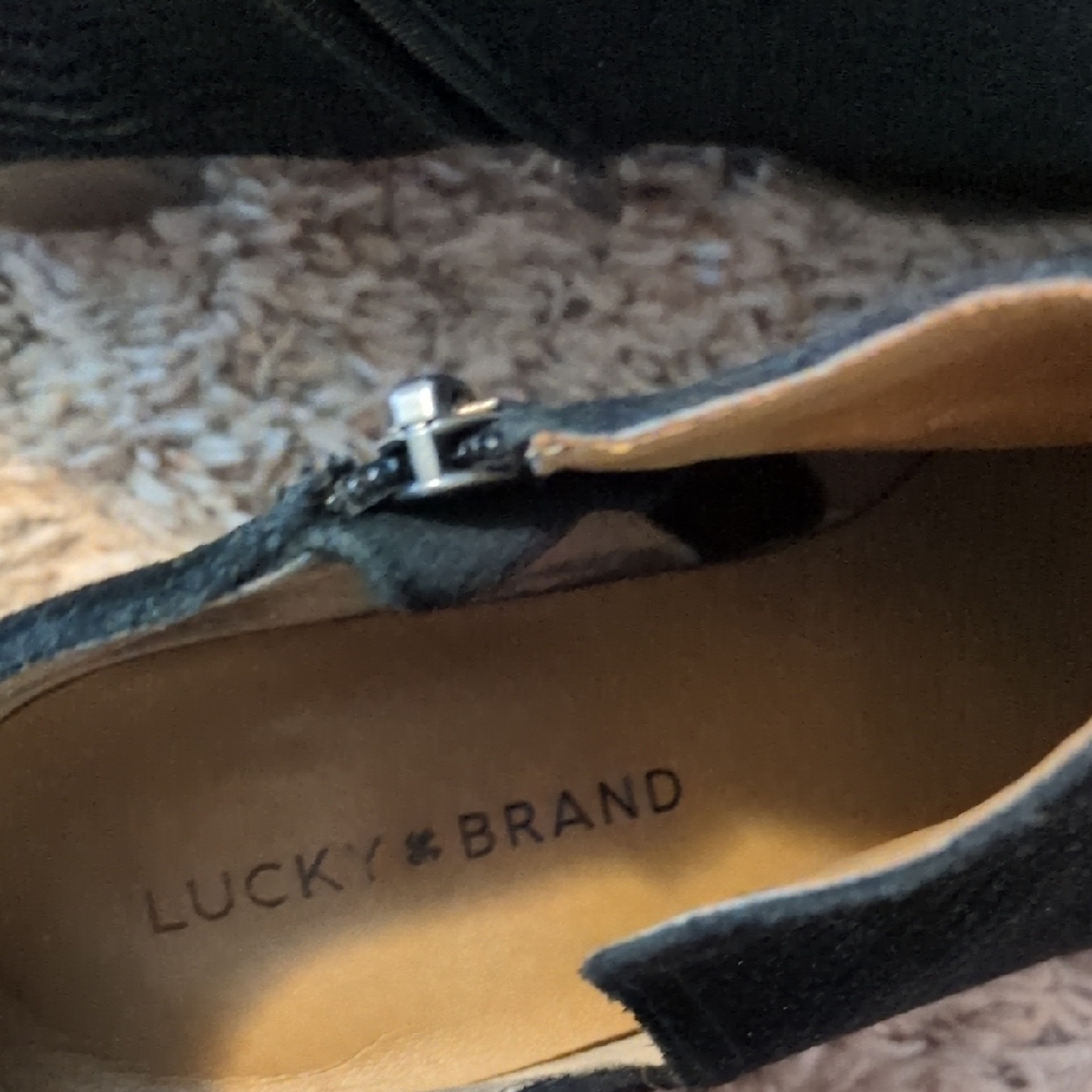 Lucky Brand Textured Black Ankle Booties - Picture 2 of 7